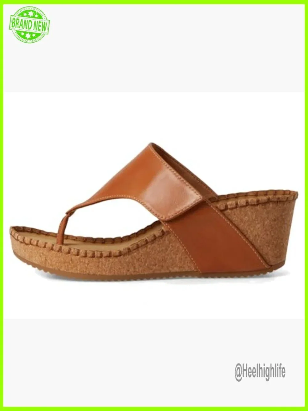 Leather Wedge Sandals with Cork Footbed, Adjustable Strap